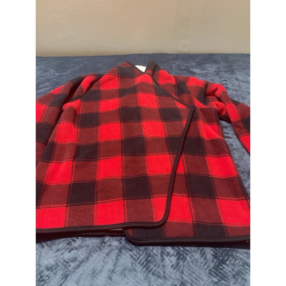 Sonoma Women's XL Red & Black Plaid Fleece Coat – Cozy Winter Outerwear